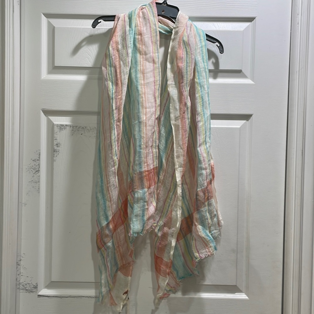 NWT! Antica Sartoria 100% Linen Striped Wrap Scarf